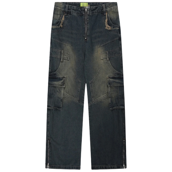 Retrograde Vintage Side Zip Denim Cargo Jeans